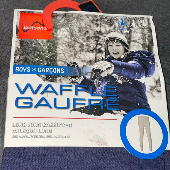 Watsons Boys Large 14-16 Thermal Long John Base Layer Pants Waffle Legging Blue - Picture 10 of 11